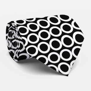 Corbata Círculos de patrones geométricos en blanco y negro
