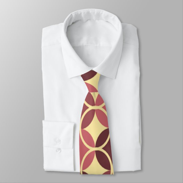Corbata Círculos en círculos - púrpura y crema (Atado)