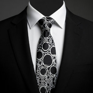 Corbata Círculos Geométricos Negros