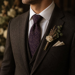 Corbata Ciruela Botánico Floral Lujo Vintage
