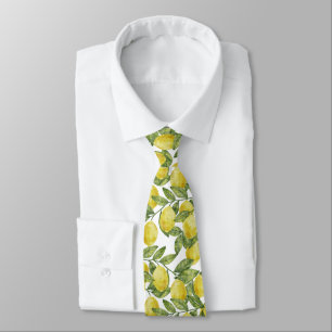Corbata Cítricos amarillos limones acuarelas con hojas ver