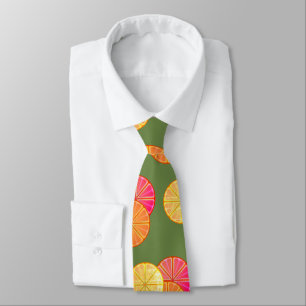 Corbata Citrus Lime Gráfica Tejido De Cuello Retro