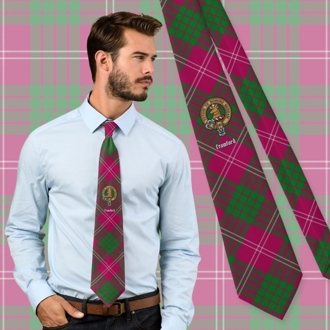 Corbata Clan Crawford Escudo sobre Tartán (Subido por el creador)
