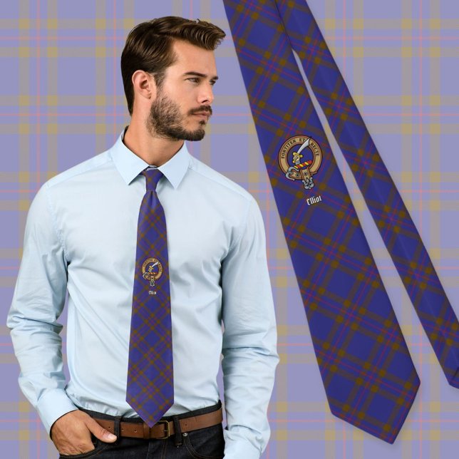 Corbata Clan Elliot Escudo sobre el tartán moderno (Subido por el creador)