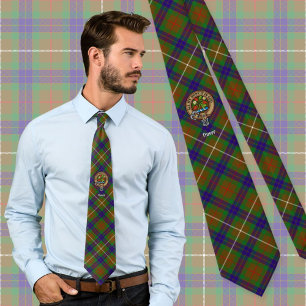 Corbata Clan Fraser Escudo sobre la caza de tartán
