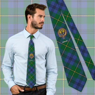 Corbata Clan Johnston Escudo sobre Tartán