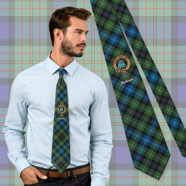 Corbata Clan MacKenzie Escudo sobre Tartán (Subido por el creador)