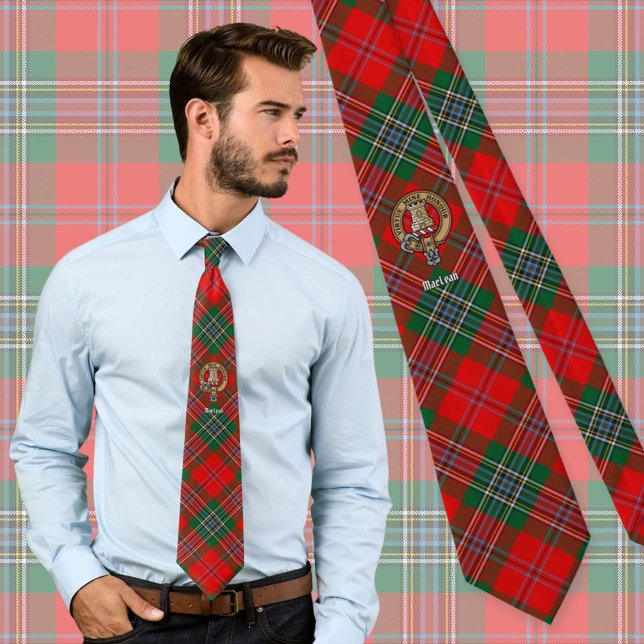 Corbata Clan MacLean Escudo sobre Tartán (Subido por el creador)