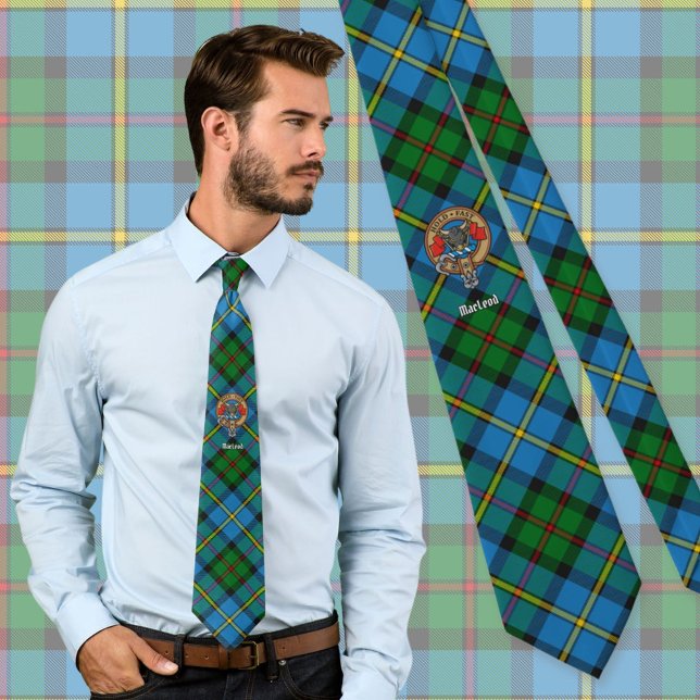 Corbata Clan MacLeod Escudo sobre la caza de tartán (Subido por el creador)