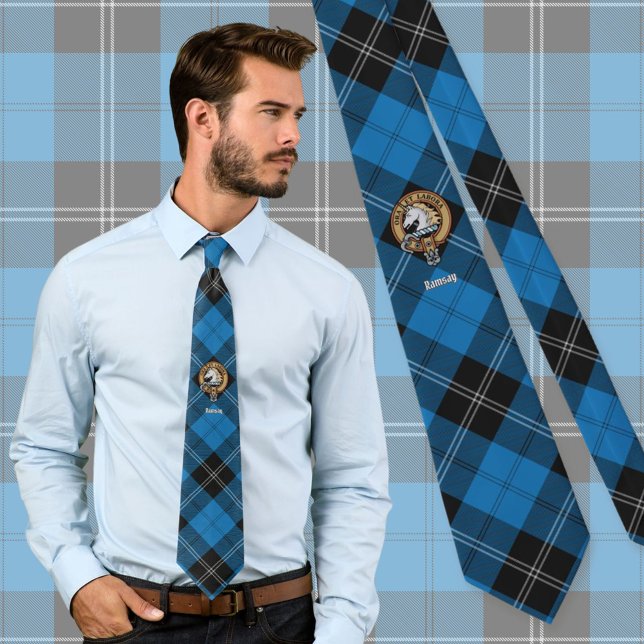 Corbata Clan Ramsay Escudo por la caza azul Tartán (Subido por el creador)
