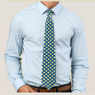 Corbata Clásica Azul con Lunares Amarillos