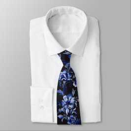 Corbata clásica de flores azul marino para hombre