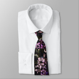 Corbata clásica de hombre azul marino con flores m