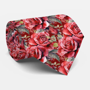 Corbata Clásica Formal de Cuello con Rosas Rojas