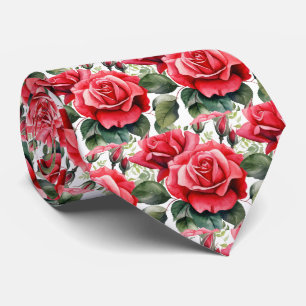 Corbata Clásica Formal de Cuello con Rosas Rojas