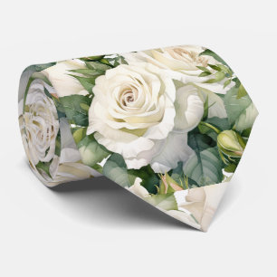 Corbata Clásica Formal de Rosas Blancas