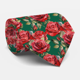 Corbata Clásica Formal de Rosas Rojas