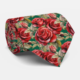 Corbata Clásica Formal de Rosas Rojas