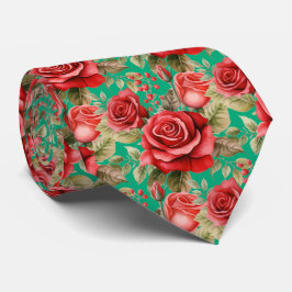 Corbata Clásica Formal de Rosas Rojas