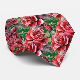 Corbata Clásica Formal de Rosas Rojas
