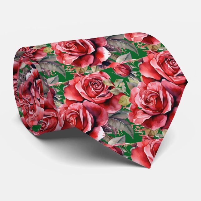 Corbata Clásica Formal de Rosas Rojas (Enrollado)