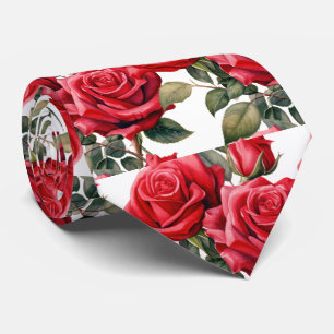 Corbata Clásica Formal de Rosas Rojas