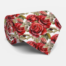 Corbata Clásica Formal de Rosas Rojas