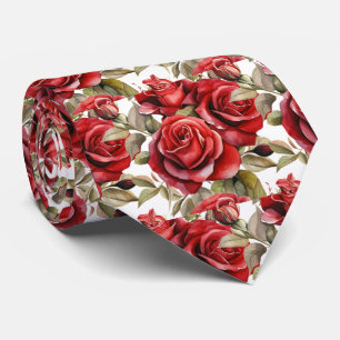 Corbata Clásica Formal de Rosas Rojas