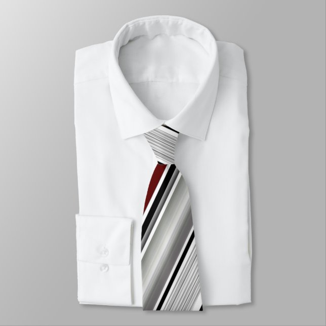 Corbata Clásica franja roja blanca y gris (Atado)
