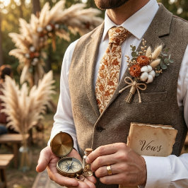 Corbata Clásica hoja de damasco marrón