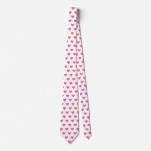 Corbata Clásica Moda Cute Arcoiris Ombre Corazón Blanco