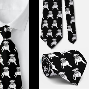 Corbata clásica moderna negra para perro pug de mo