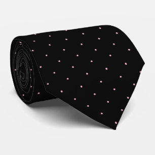 Corbata clásica negra con lunares rosa claro para