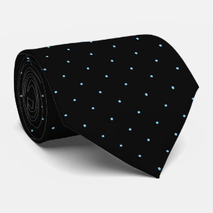 Corbata clásica negra con puntos azules claros par
