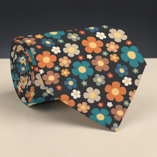 Corbata clásica personalizada con flores retro de 