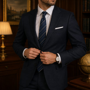 Corbata Clásica Regimental Azul Marino para Negoci