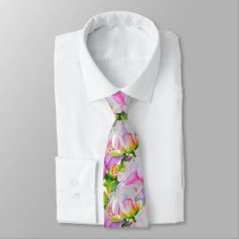 Corbata Clásica y elegante color de agua floral de peonia