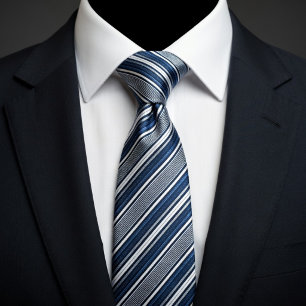 Corbata Clásico a rayas azules y blancas 