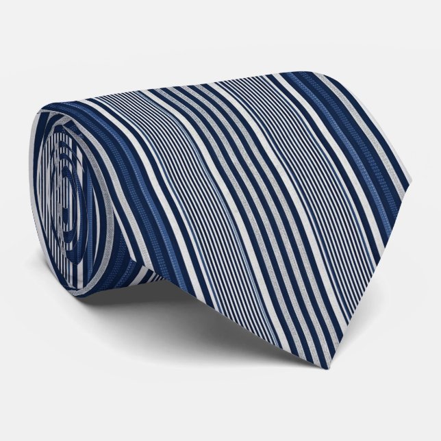 Corbata Clásico a rayas azules y blancas  (Enrollado)