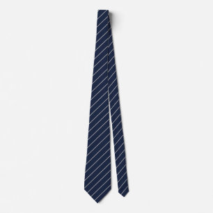 Corbata Clásico azul marino Svelte Marfil Pinstripes
