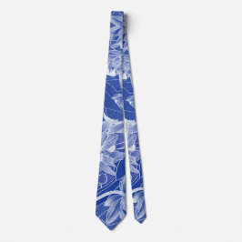 Corbata Clásico Blue Chinoiserie Moda Blue Lotus Floral