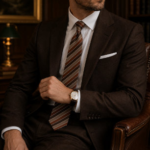Corbata Clásico Brown Cobre Vintage Raya Regimental