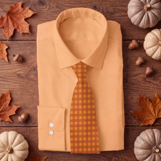 Corbata Clásico Calabaza Otoño Gingham Cuadros