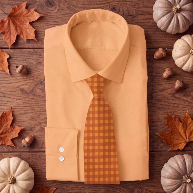 Corbata Clásico Calabaza Otoño Gingham Cuadros (Subido por el creador)