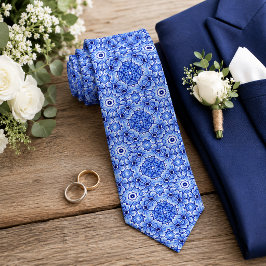 Corbata Clásico Chic holandés Delft Azul Patrón de Arte Fl