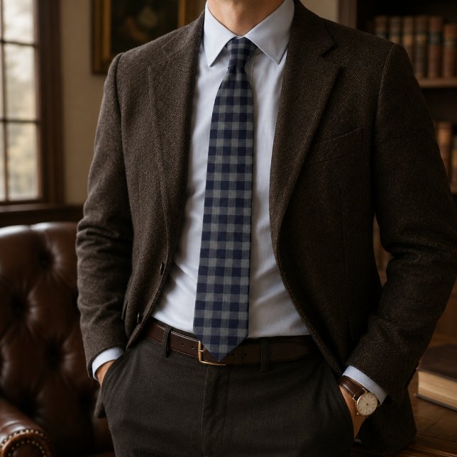 Corbata Clásico cuadros Navy y Gris (Subido por el creador)