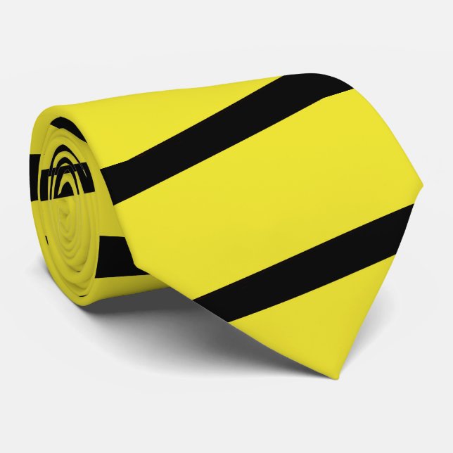 Corbata Clásico de franja de limón amarillo y negro (Enrollado)
