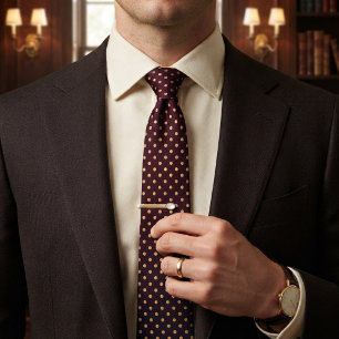 Corbata Clásico de lunares de Borgoña y Champán