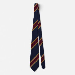 Corbata clásico de rayas de color navy, borgoña y dorado
