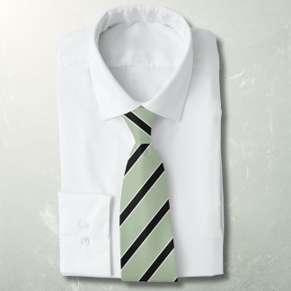 Corbata Clásico de rayas diagonales negro sobre verde